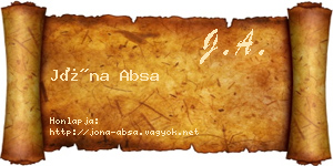 Jóna Absa névjegykártya